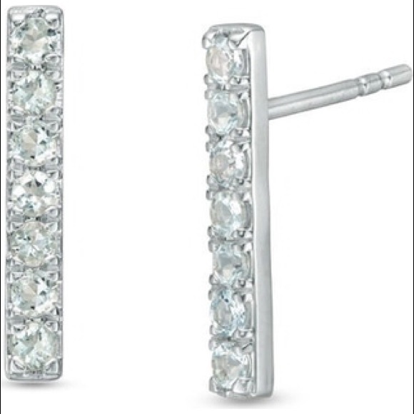 Rhinestone Bar Stud Earrings - Picture 2 of 4